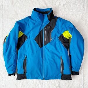Spyder Blue and Black Ski Jacket with Yellow Highlights